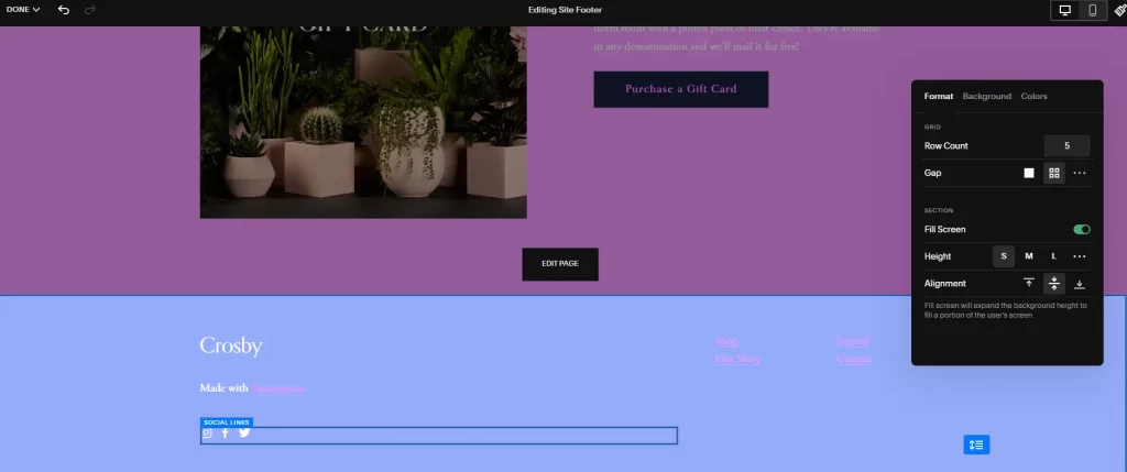 This is how to edit footer in Squarespace