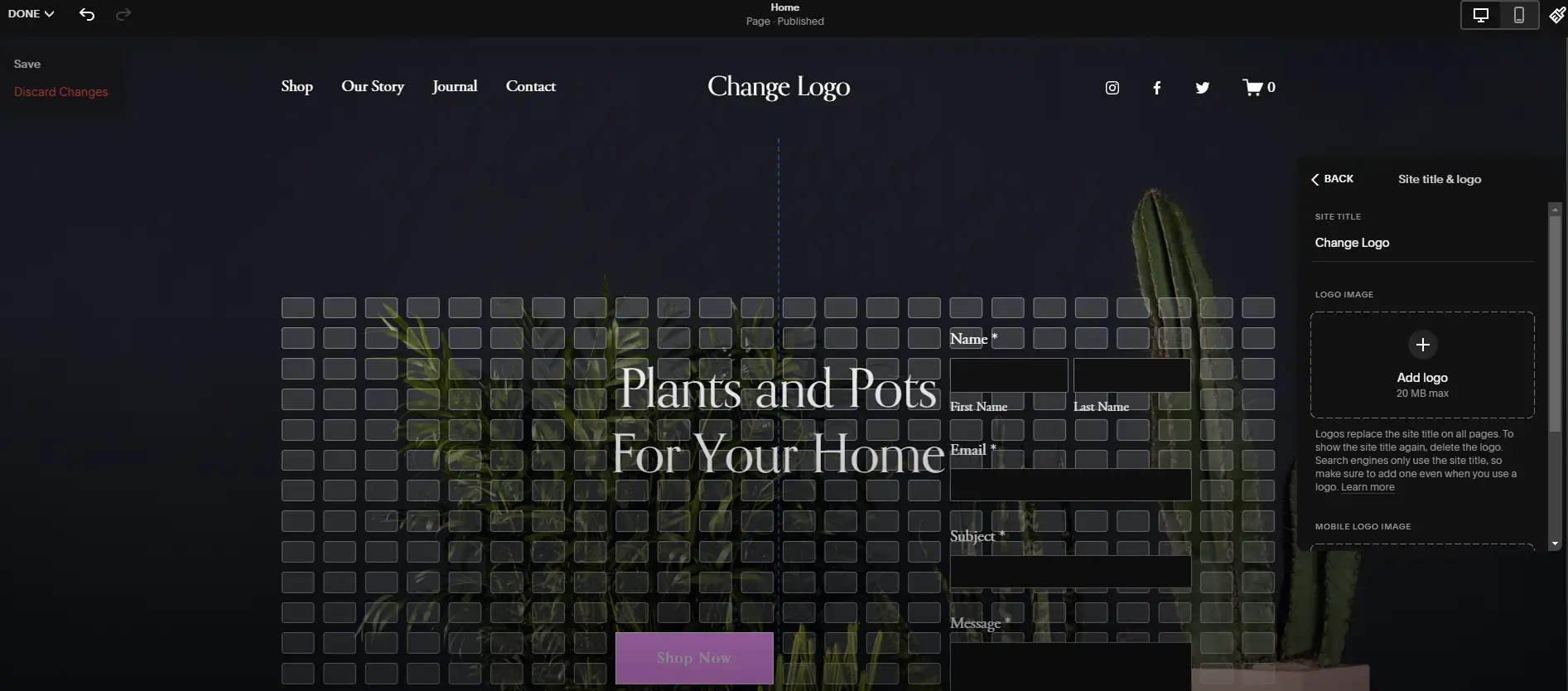 This is how to edit header in squarespace