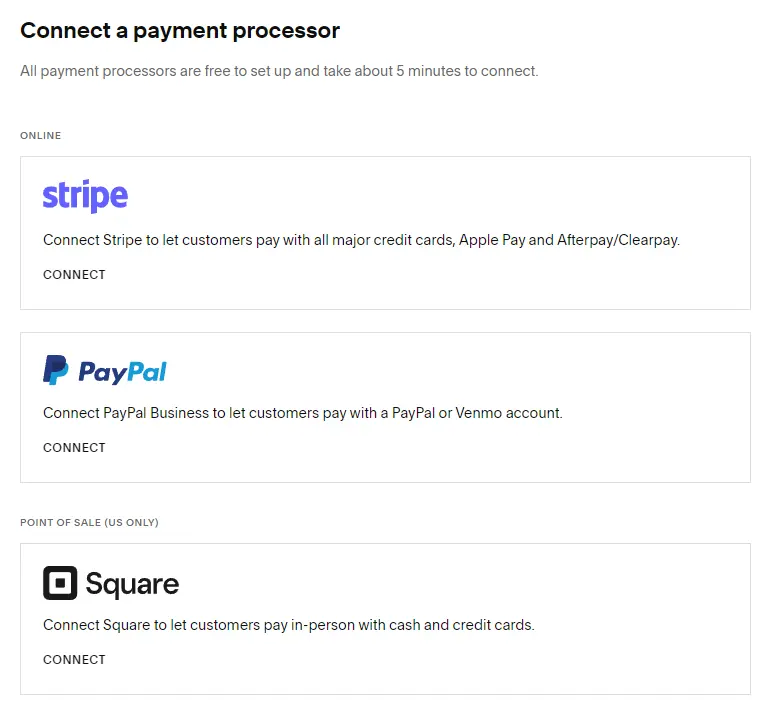 Squarespace payment options